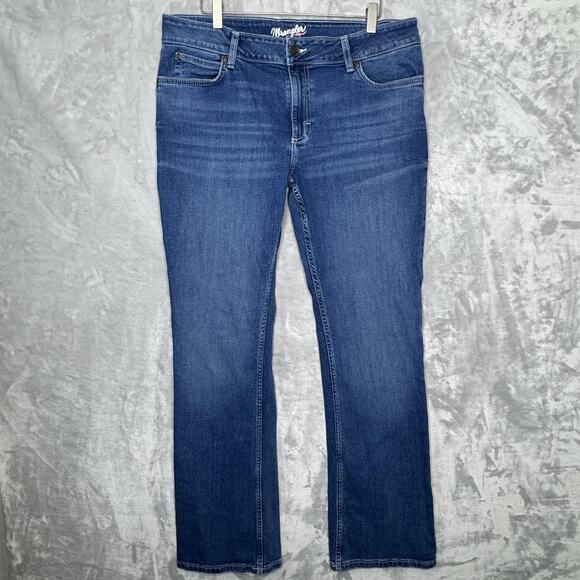 Wrangler Jeans Womens 15x34 Blue Boot Cut Stretch Western Embroidered Pockets - Picture 1 of 12